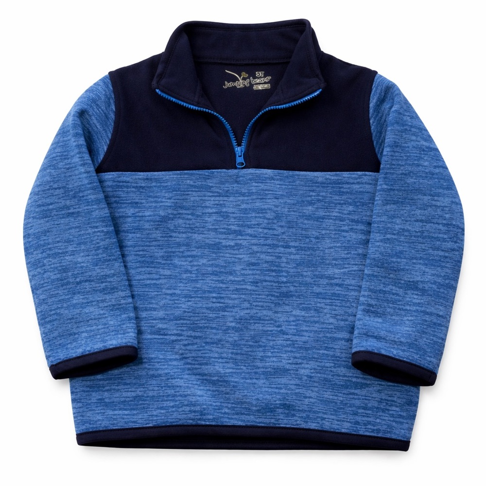 Jumping Beans Toddler Boys 3T Quarter Zip Pullover Blue Colorblock Fleece